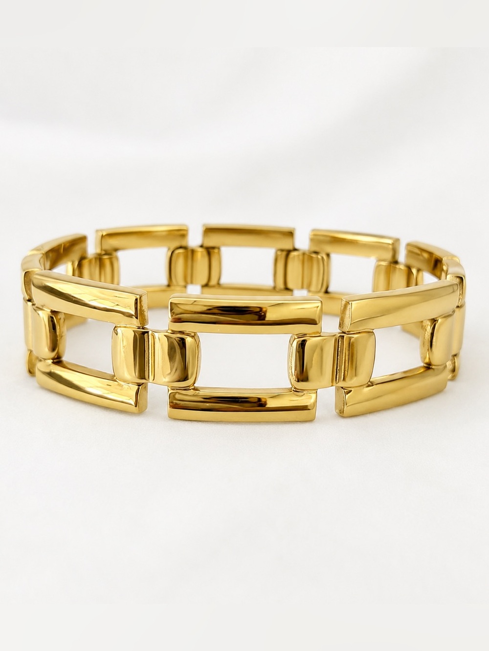 Gold Link Statement Bangle Bracelet